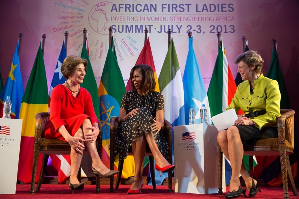 First Lady Michelle Obama and Former First Lady Laura Bush at the African First Ladies Summit 