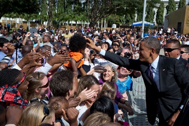 President Obama Greets Staff and Family at the U.S. Embassy in Dar es Salaam