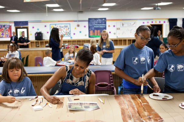 First Lady Michelle Obama Visits The Naval Air Station Oceana Summer Camp