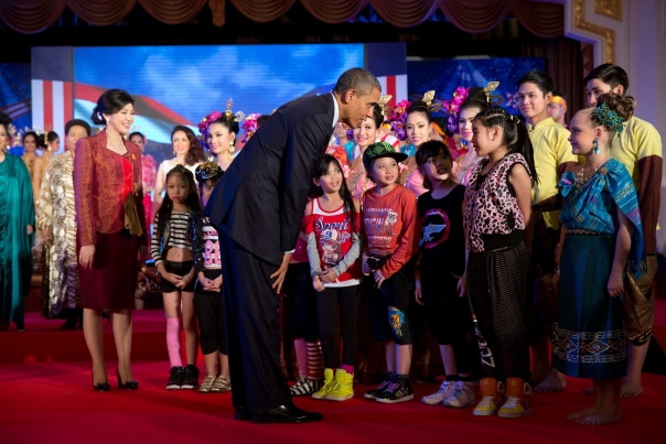 President Obama Greets Children In Bangkok