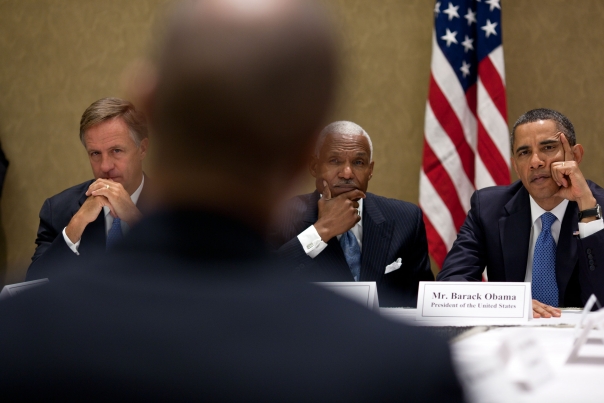 President Barack Obama is joined by Tennessee Gov. Bill Haslam and Memphis Mayor A.C. Wharton