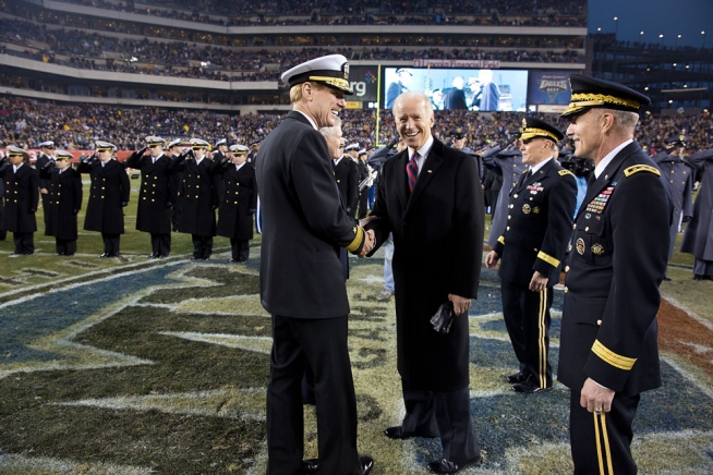 Vice President Biden Participates In The Crossover Ceremony During   20121208 Army Navy Crossover 