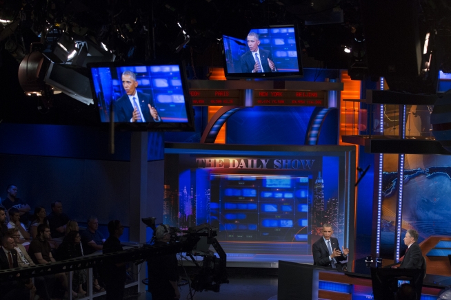 President Barack Obama tapes the Daily Show with John Stewart in New York, NY, July 21, 2015. (Official White House Photo by Amanda Lucidon)