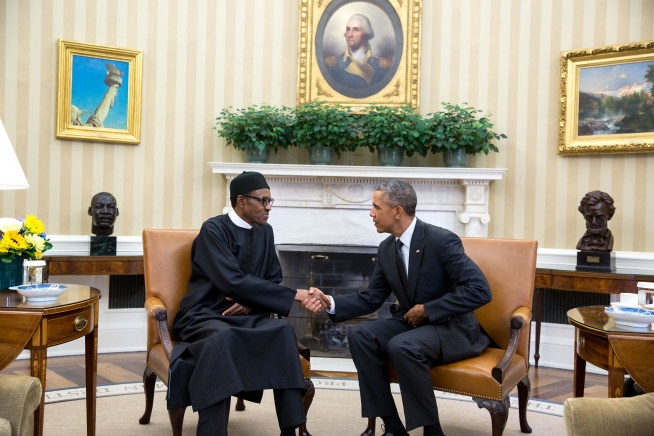 President Barack Obama And President Muhammadu Buhari Of Nigeria Shake Hands Before Their Bilateral Meeting In The Oval Office The White House