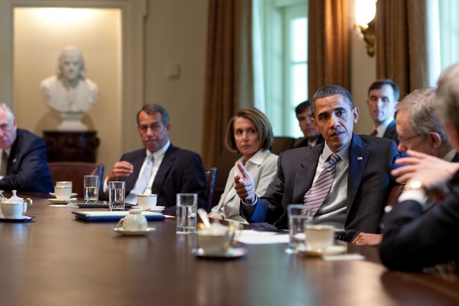 President Obama Meets With Bipartisan Members Of Congress In The