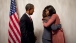 First Lady Michelle Obama embraces Vicki Kennedy