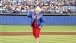 Barbara Bush throws the ceremonial first pitch of a Texas Rangers baseball game in Dallas