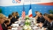 President Obama Listens To President Hollande