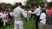 President Barack Obama parries with fencer Tim Morehouse