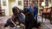 The First Lady and Tyler Oakley greet Bo and Sunny