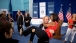 The First Lady is picked up by U.S. Olympic wrestler Elena Pirozhkova 