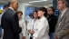 President Barack Obama talks with staff at Massachusetts General Hospital in Boston, Mass