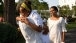 President Barack Obama Greets First Lady Michelle Obama And Daughter Sasha