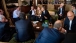 President Barack Obama talks with G8 leaders before a working dinner during the G8 Summit