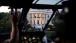 The South Portico of the White House is seen from aboard Marine One
