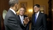 President Obama Talks with Chief of Staff Bill Daley and Jack Lew