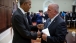 President Obama talks with the President of the National Association of Police Organizations