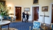 President Obama and President Peña Nieto walk through the Blue Room