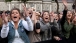 People Cheer at the Irish celebration at College Green in Dublin