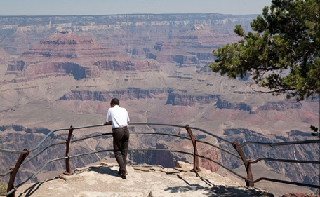 President Barack Obama looks at the Grand Canyon in Arizona on Aug. 16, 2009. (Official White House Photo by Pete Souza)