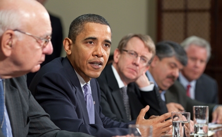 President Obama meets with his Economy Recovery Advisory Board on November 2, 2009.