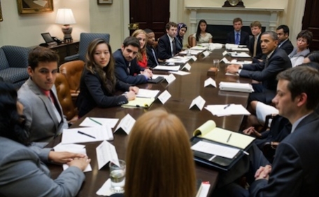 A meeting with Young Americans in the White House.