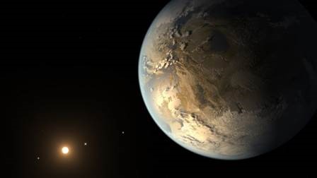 The artist's concept depicts Kepler-186f , the first validated Earth-size planet to orbit a distant star in the habitable zone