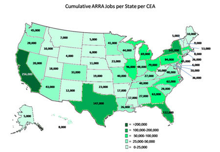Cumulative ARRA jobs by state