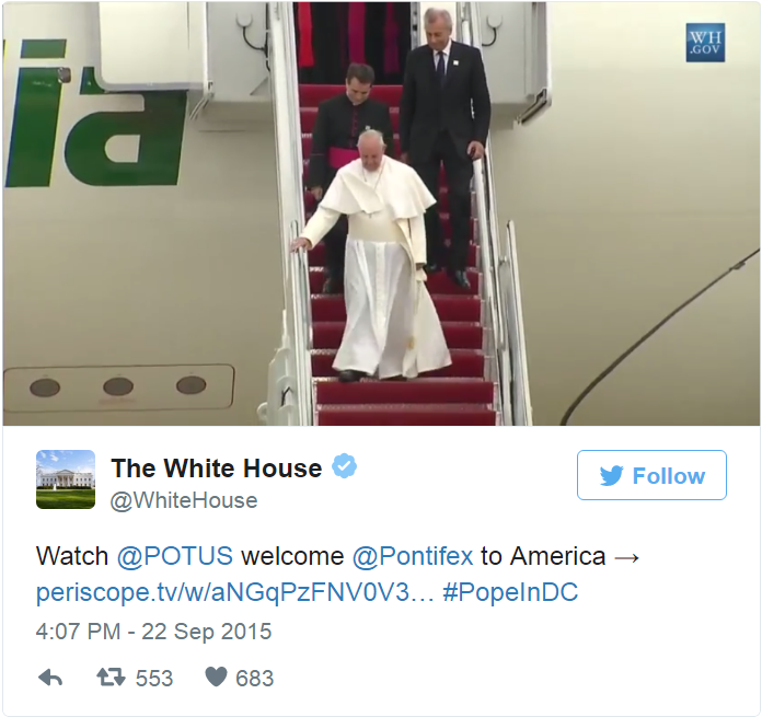 POPE Arrival Tweet