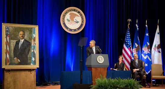 President Obama bids farewell to Attorney General Holder.