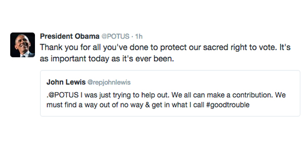 POTUS and Rep John Lewis have a Twitter Exchange