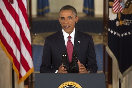 President Barack Obama delivers an address to the nation on the U.S. Counterterrorism strategy to combat ISIL