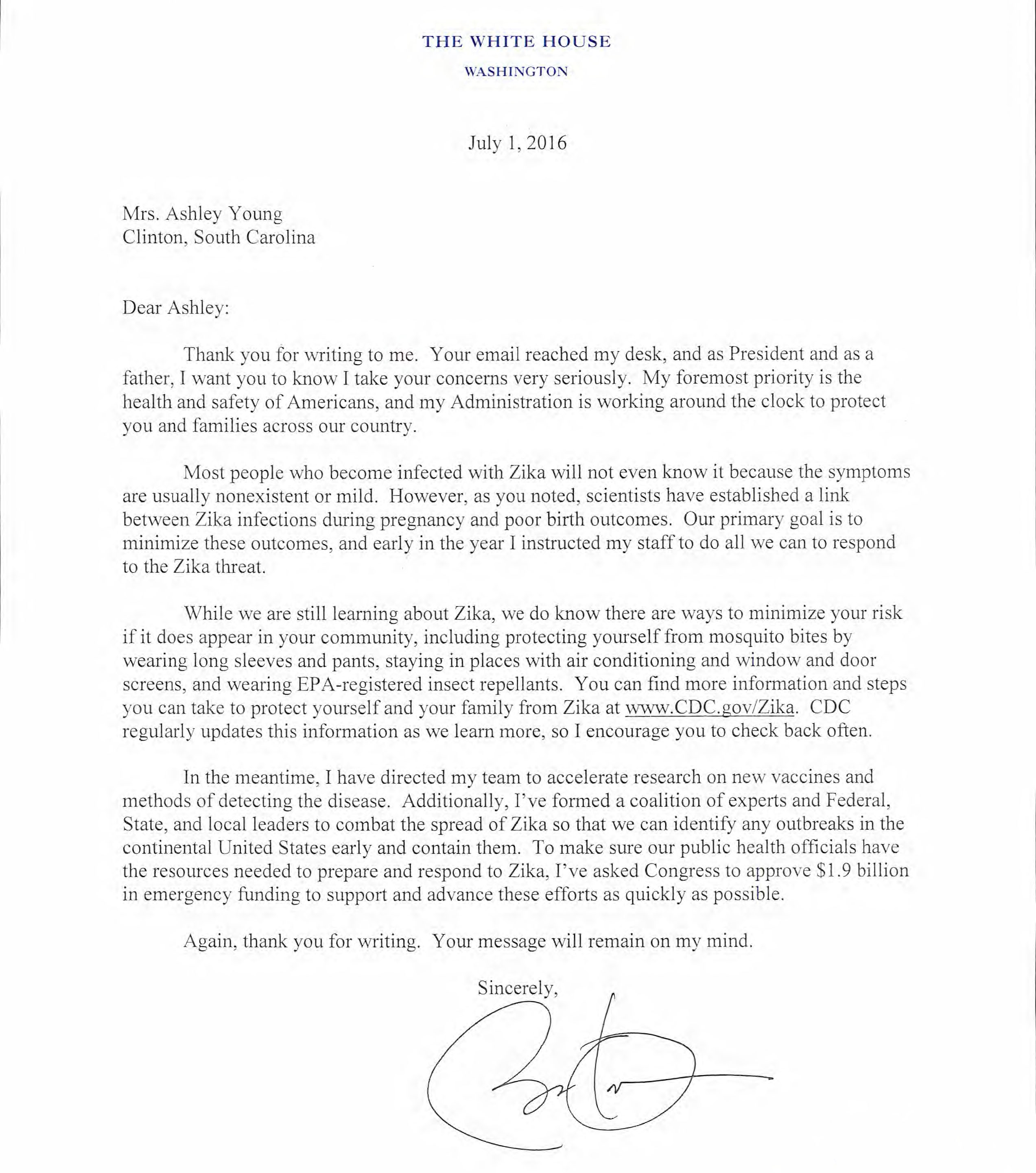 Asked And Answered President Obama S Letter To A Mother Concerned