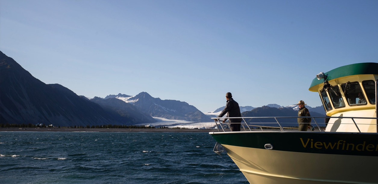 President Barack Obama views Bear Glacier which has receded 1.8 miles in the roughly 100 years that have been recorded, during a boat tour to see firsthand the effects of climate change in Kenai Fjords National Park, Alaska, Sept. 1, 2015.   (Official White House Photo by Chuck Kennedy)