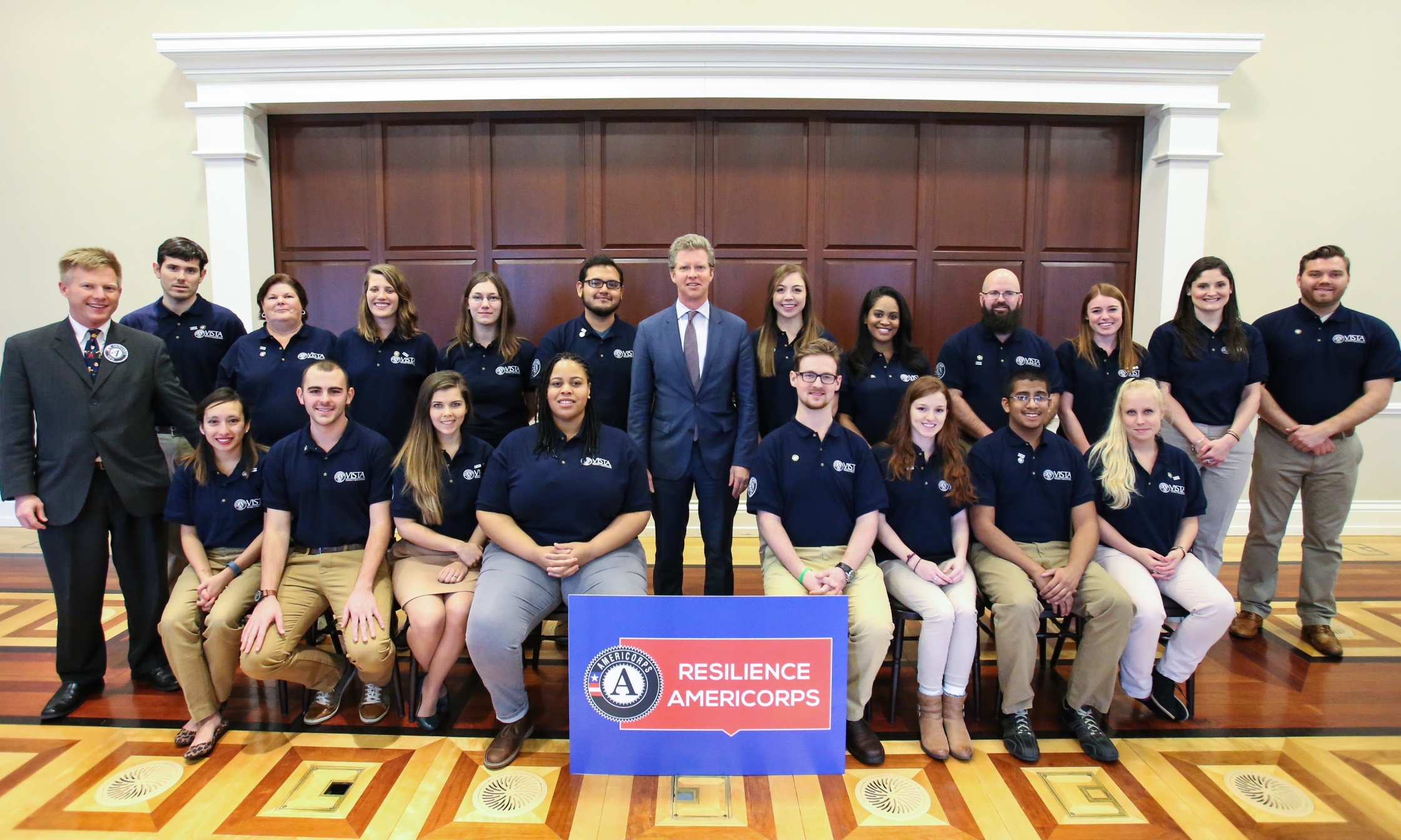 Resilience AmeriCorps members met at the White House to be sworn in with the Director of the Office of Management and Budget, Shaun Donovan. Photo courtesy of  the Corporation for National and Community Service.