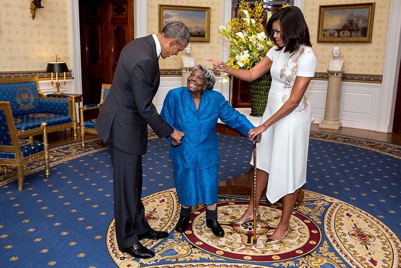 President Obama meeting with Virginia McLaurin