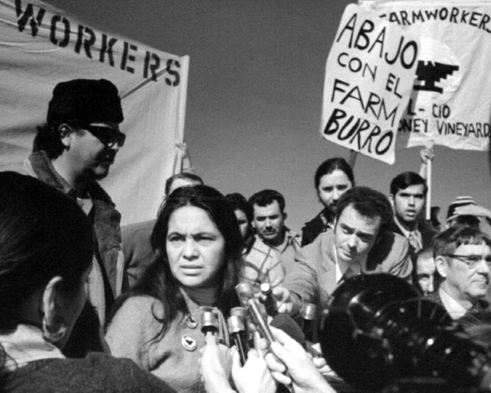 Dolores Huerta leads farmworker demonstration – Source: NARA’s Obama White House Archives