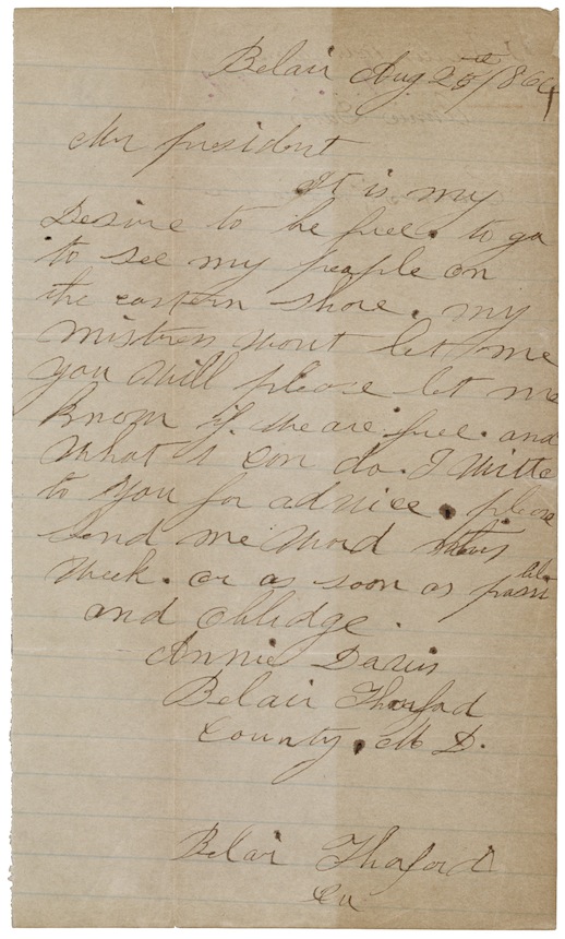 Annie Davis Letter to President Lincoln 