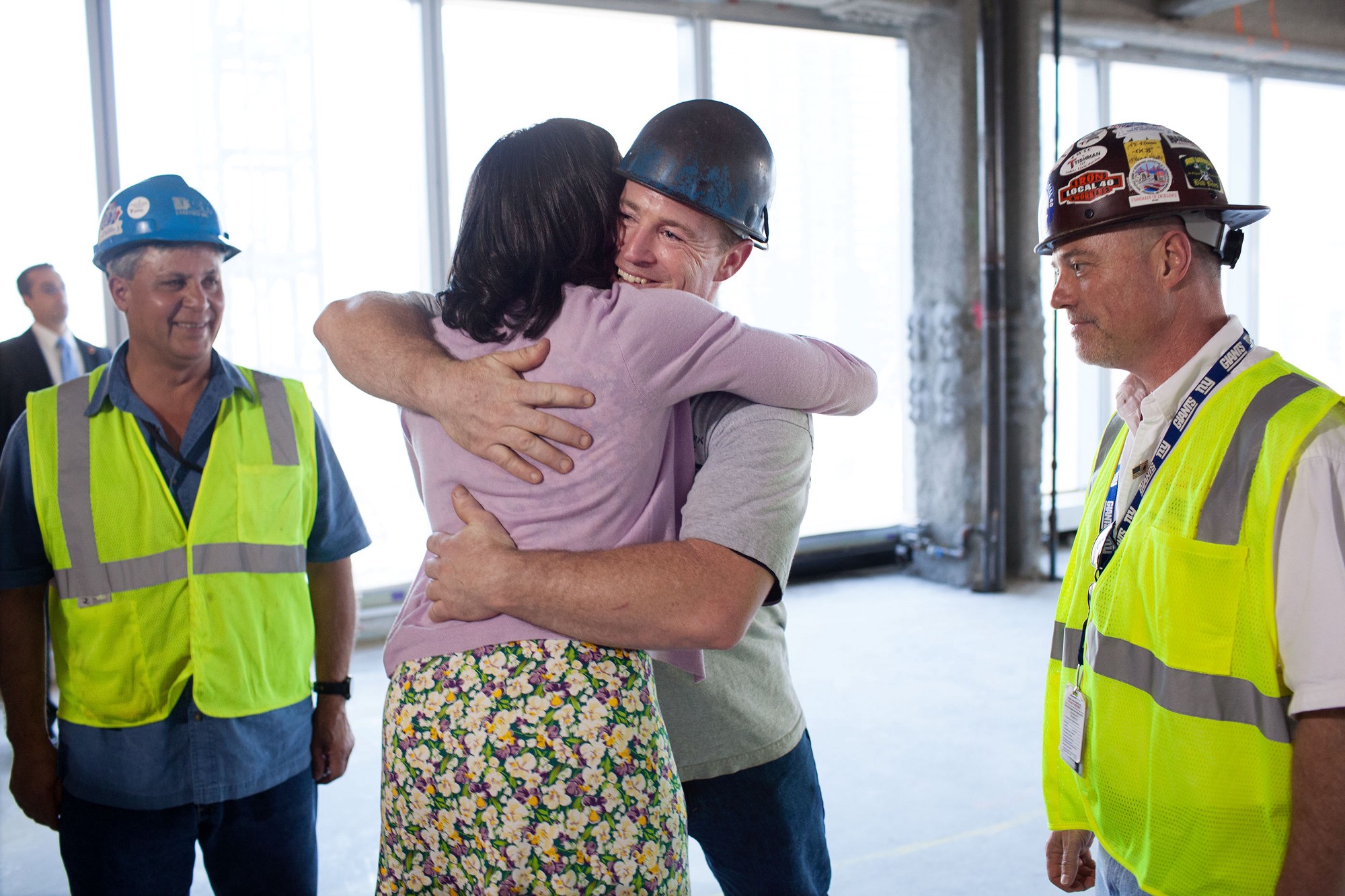 June 14, 2012. Greeting construction workers at the One World Trade Center site in New York City. (Official White House Photo by Pete Souza)