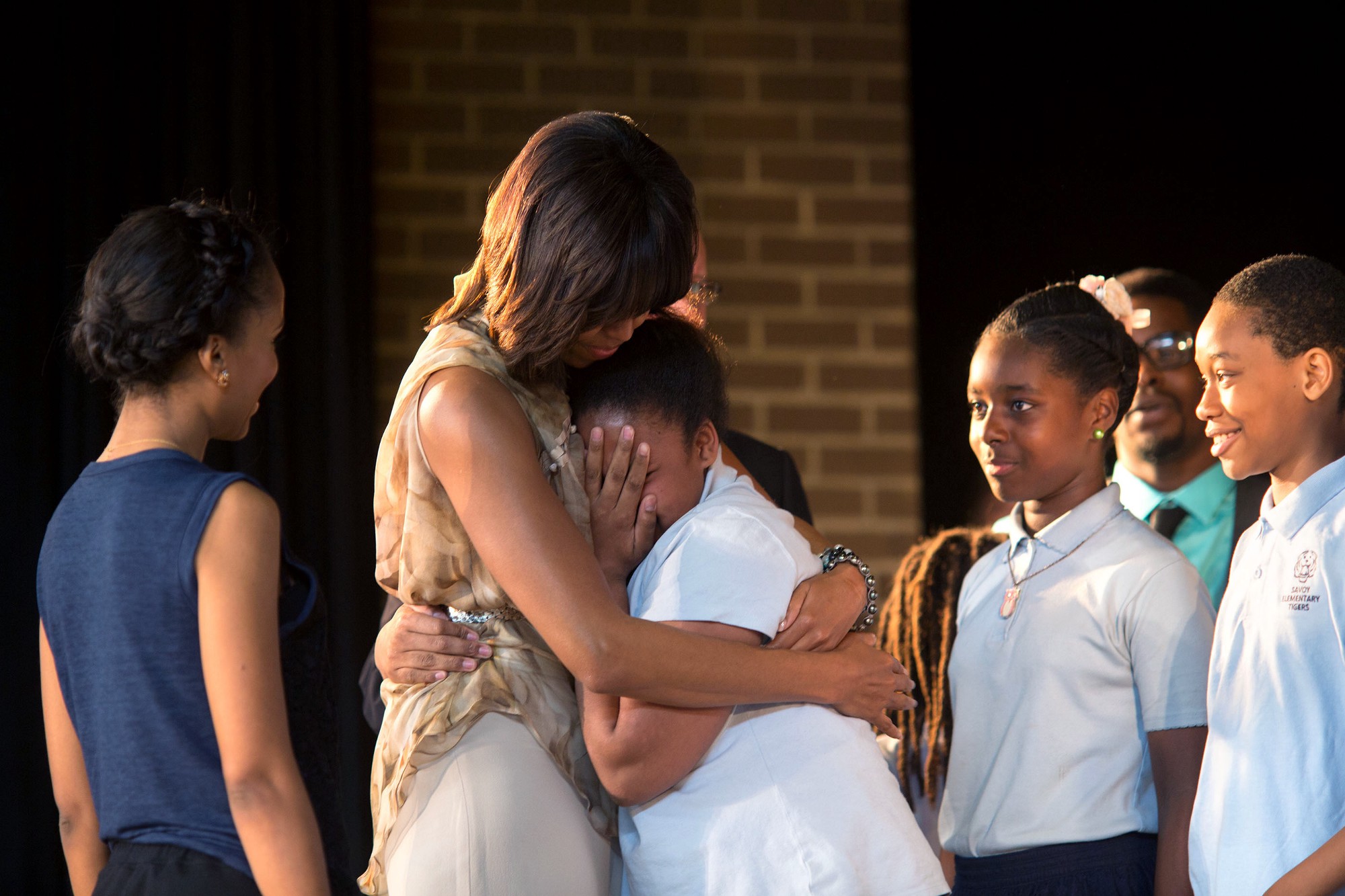 May 24, 2013. Greeting students with Kerry Washington after their performance at Savoy Elementary School in Washington, D.C. (Official White House Photo by Lawrence Jackson)