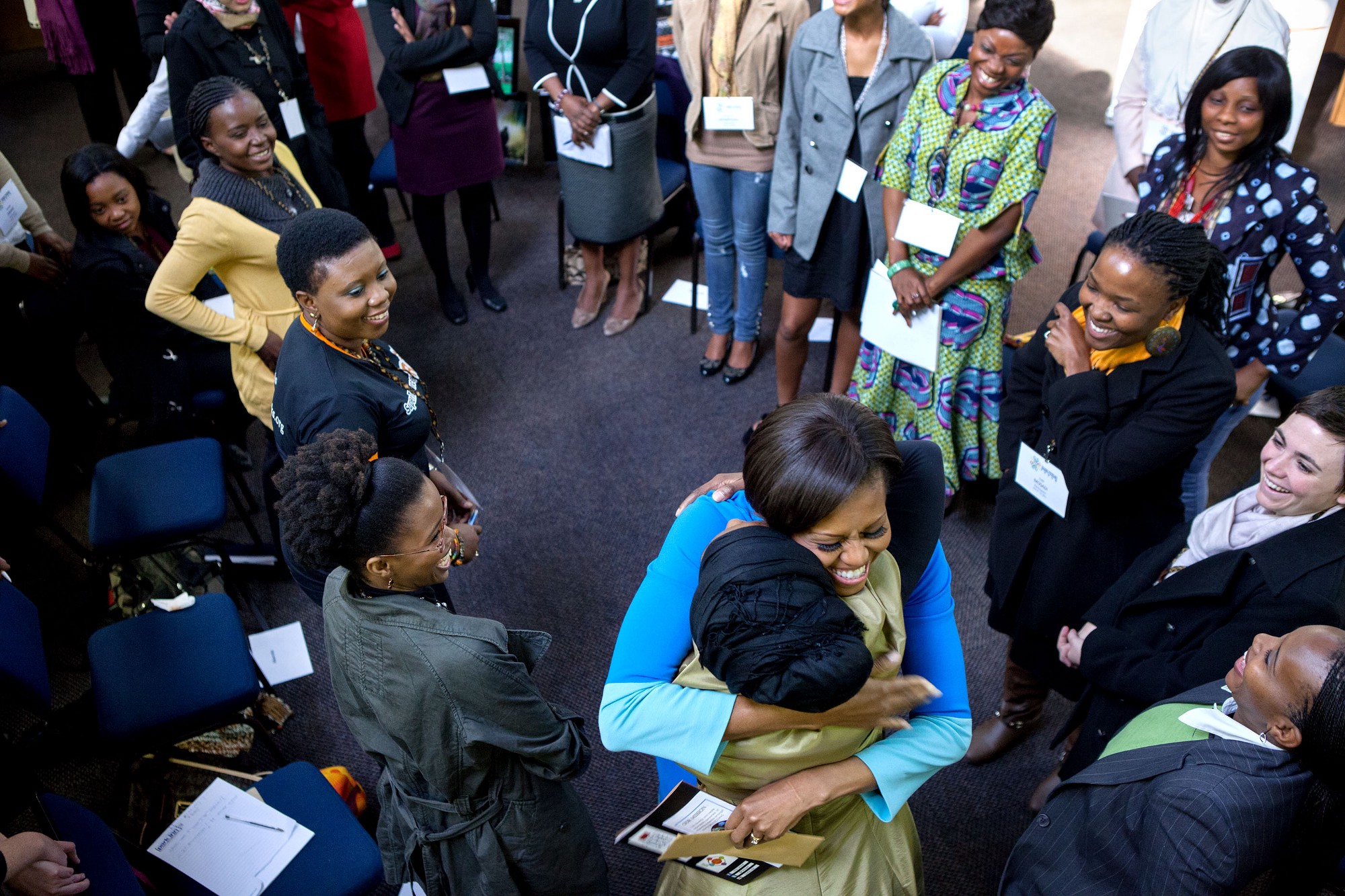 June 22, 2011. With Young African Women Leaders Forum members at the Rosa Parks Library in Soweto, South Africa. (Official White House Photo by Samantha Appleton)