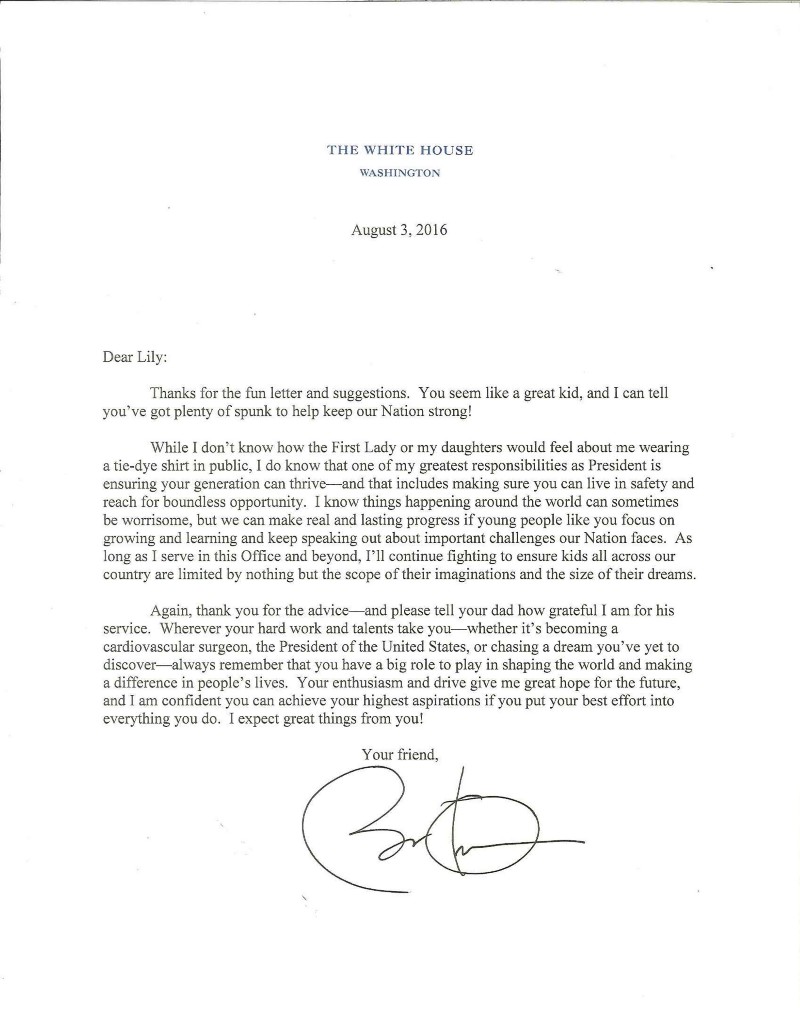 President Obama’s response to Lily