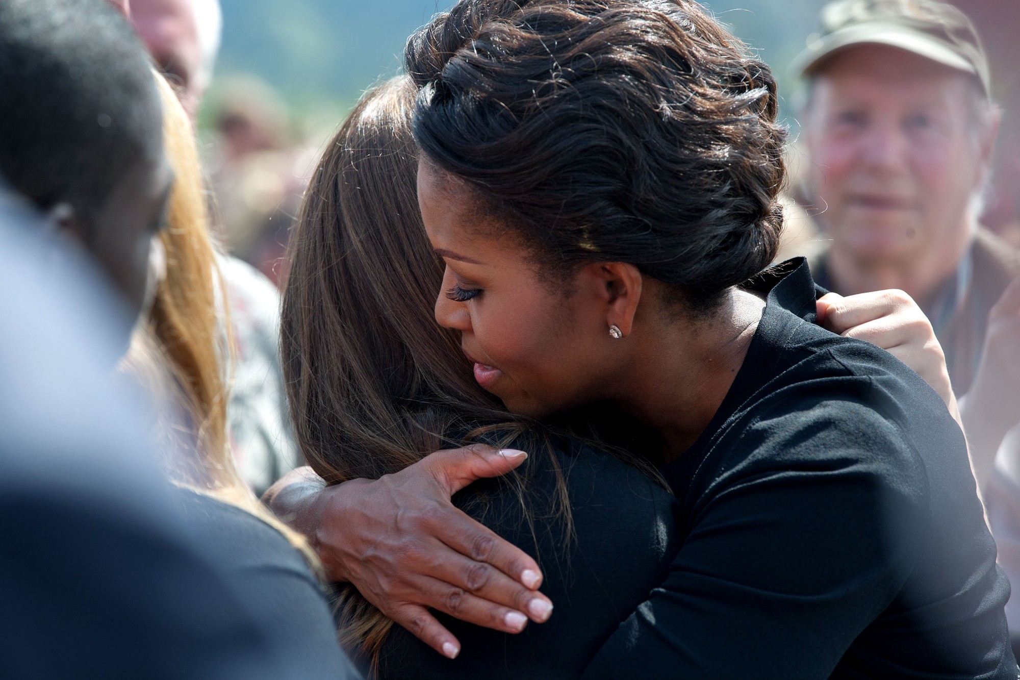 Sept. 11, 2011. Consoling family members of those who lost their lives on 9/11, at the Flight 93 National Memorial in Shanksville, Pa. (Official White House Photo by Pete Souza)