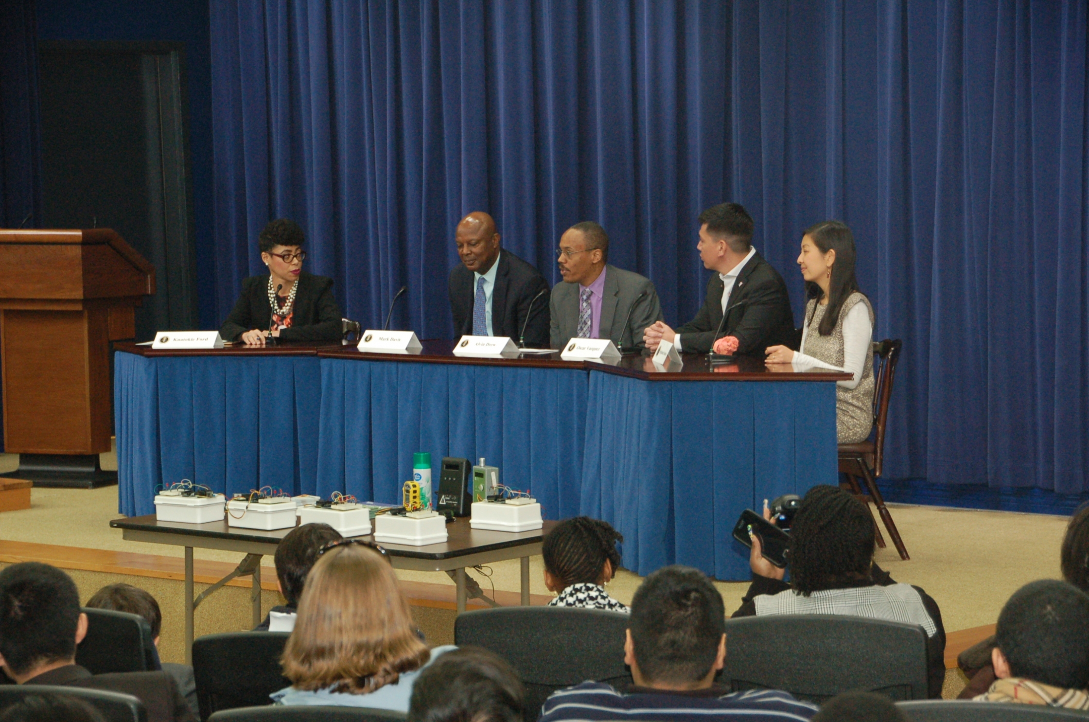 Panel participants discuss the importance of science, technology, engineering, and math (STEM) education. 