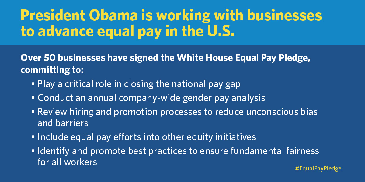 President Obama is working with businesses to advance equal pay in the U.S.