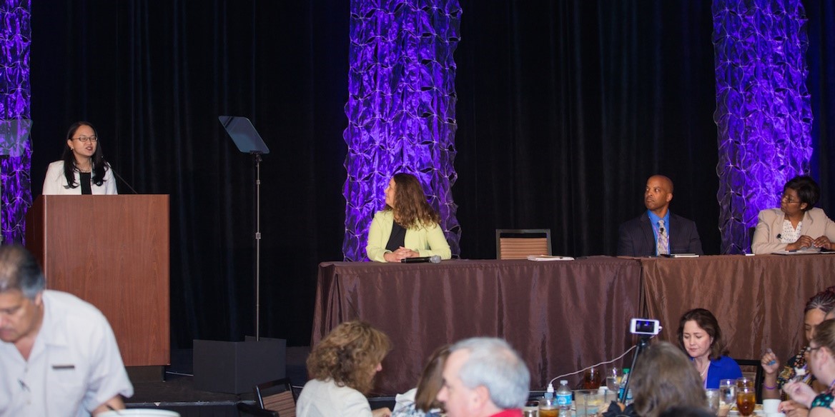 NCADV’s Panel Discussion on Housing and Domestic Violence. From left to right: Sandra Park, American Civil Liberties Union; Allison Randall, Department of Justice’s Office on Violence Against Women; Chief Mark Talbot, Norristown Police Department; Tonya Robinson, U.S. Department of Housing and Urban Development (HUD). (Photo Credit: Sara Waterman Photography)