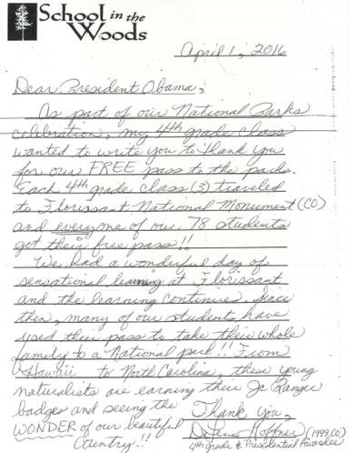 4th grade teacher, Delene Hoffner, wrote about her students’ excitement after receiving their free passes