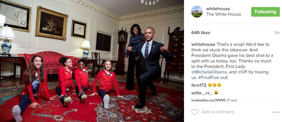 That's a wrap! We’d like to think we stuck this takeover. And President Obama gave his best shot to a split with us today, too. Thanks so much to the President, First Lady @MichelleObama, and @VP for having us. #FinalFive out!