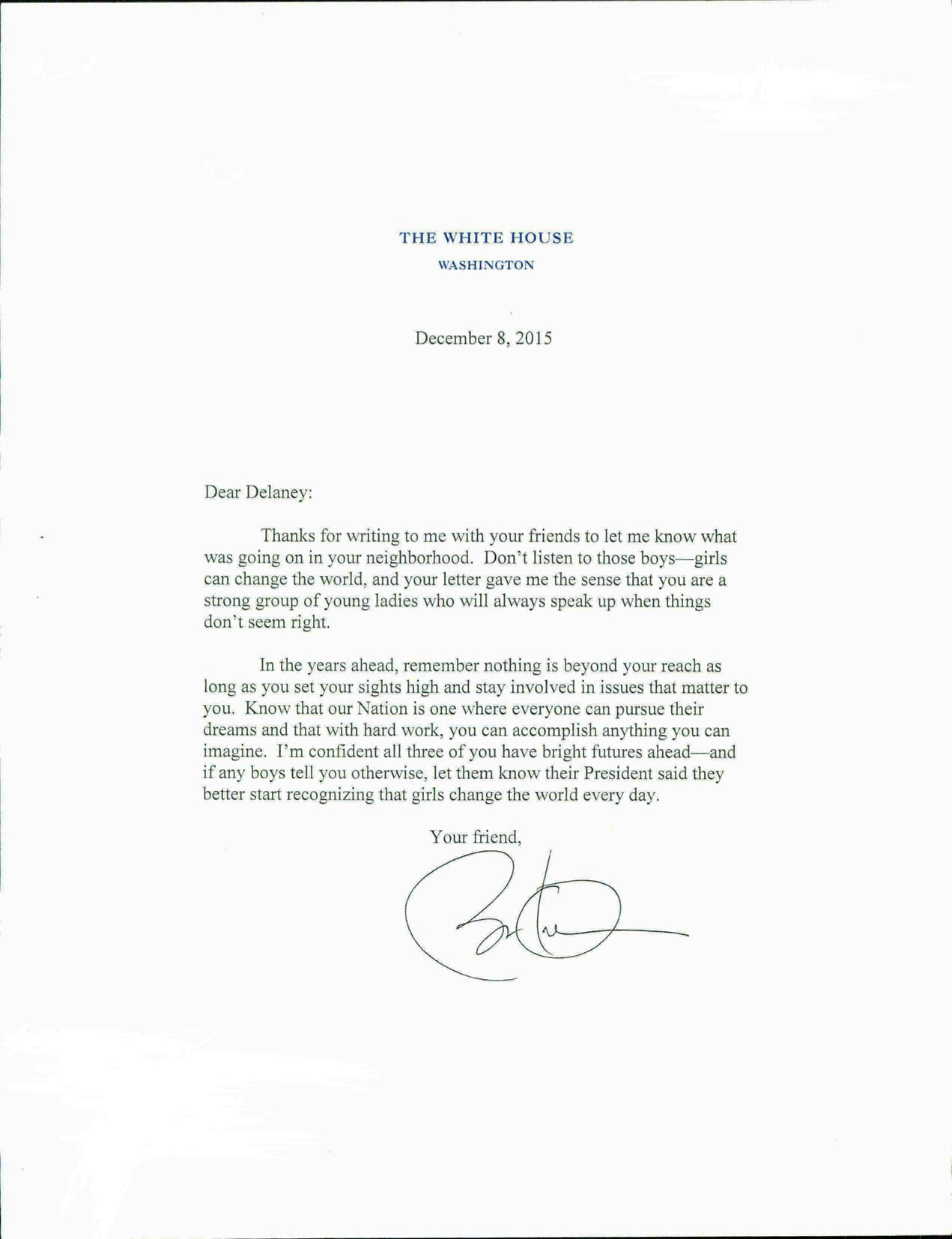 President Obama's response