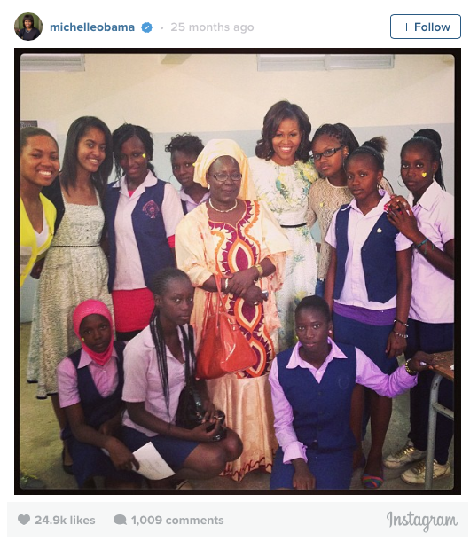 My first instagram! So inspired and so impressed by these extraordinary young women. -mo #FLOTUSinAfrica